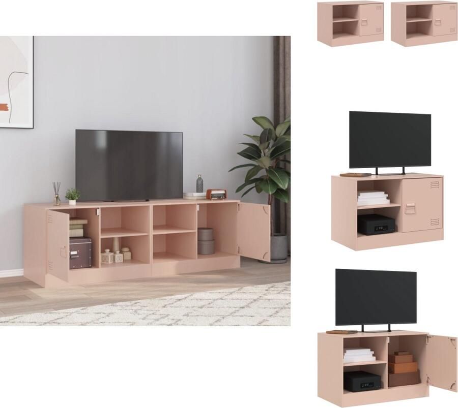 VidaXL Tv-meubel Tv-meubels Tv Kast Opbergkast Tv-meubelen 2 st 67x39x44 cm staal roze