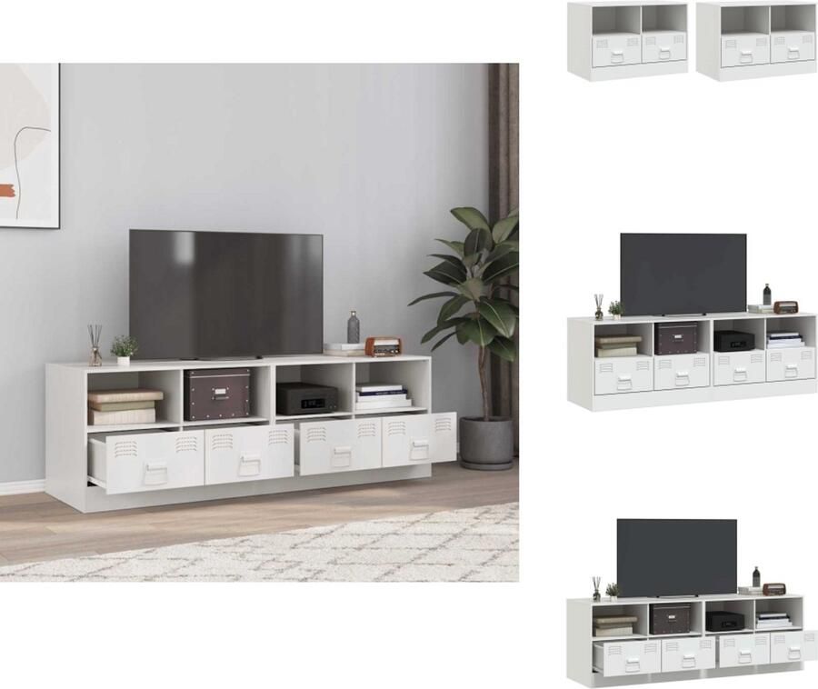 VidaXL Tv-meubel Tv-meubels Tv Kast Opbergkast Tv-meubelen 2 st 67x39x44 cm staal wit