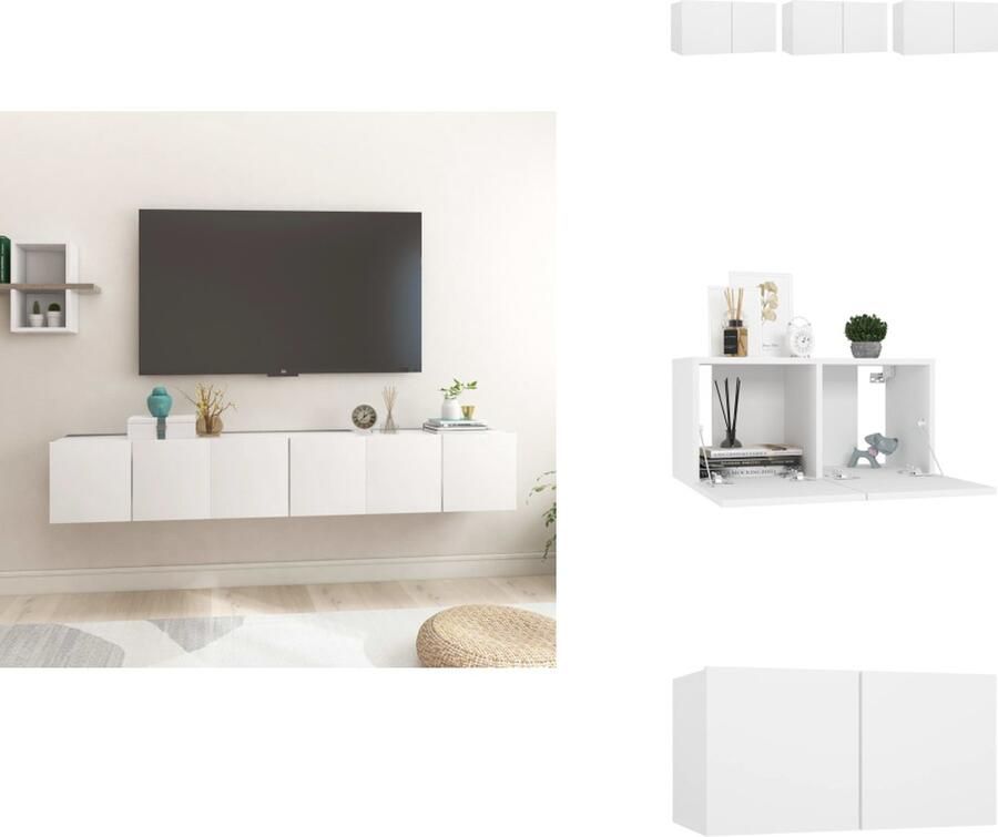 VidaXL Tv-meubel Tv-meubels Tv-kast Tv-kasten TV-hangkasten 3 st 60x30x30 cm wit