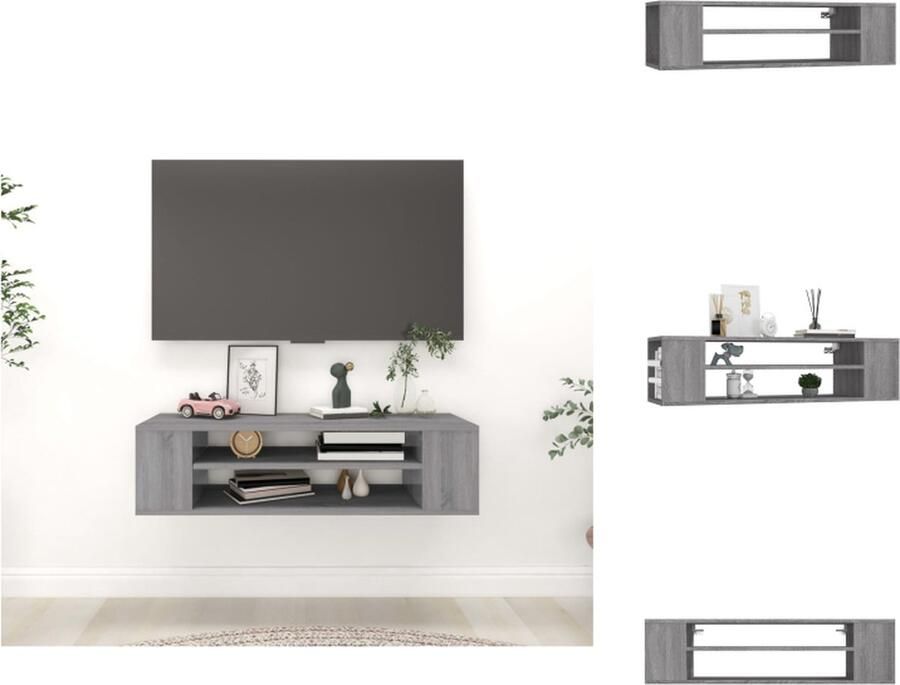 VidaXL Tv Meubel Tv Meubels Tv Kast Tv Kasten Tv-hangmeubel 100x30x26 5 cm bewerkt hout grijs sonoma eiken - Foto 2