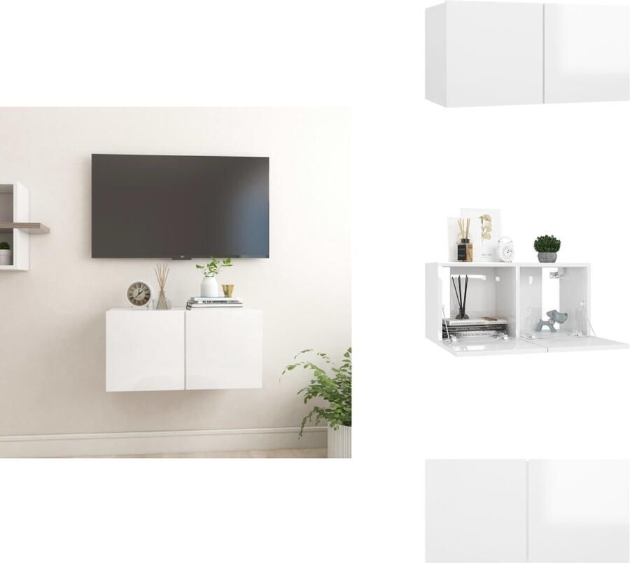 VidaXL Tv-meubel Tv-meubels Tv-kast Tv-kasten Tv-hangmeubel 60x30x30 cm hoogglans wit