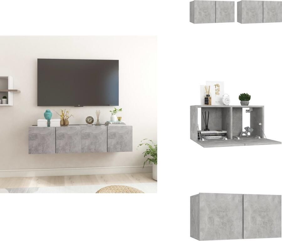 VidaXL Tv-meubel Tv-meubels Tv-kast Tv-kasten Tv-hangmeubelen 2 st 60x30x30 cm betongrijs