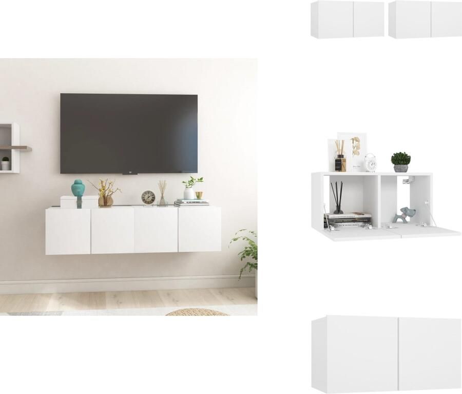 VidaXL Tv-meubel Tv-meubels Tv-kast Tv-kasten Tv-hangmeubelen 2 st 60x30x30 cm wit