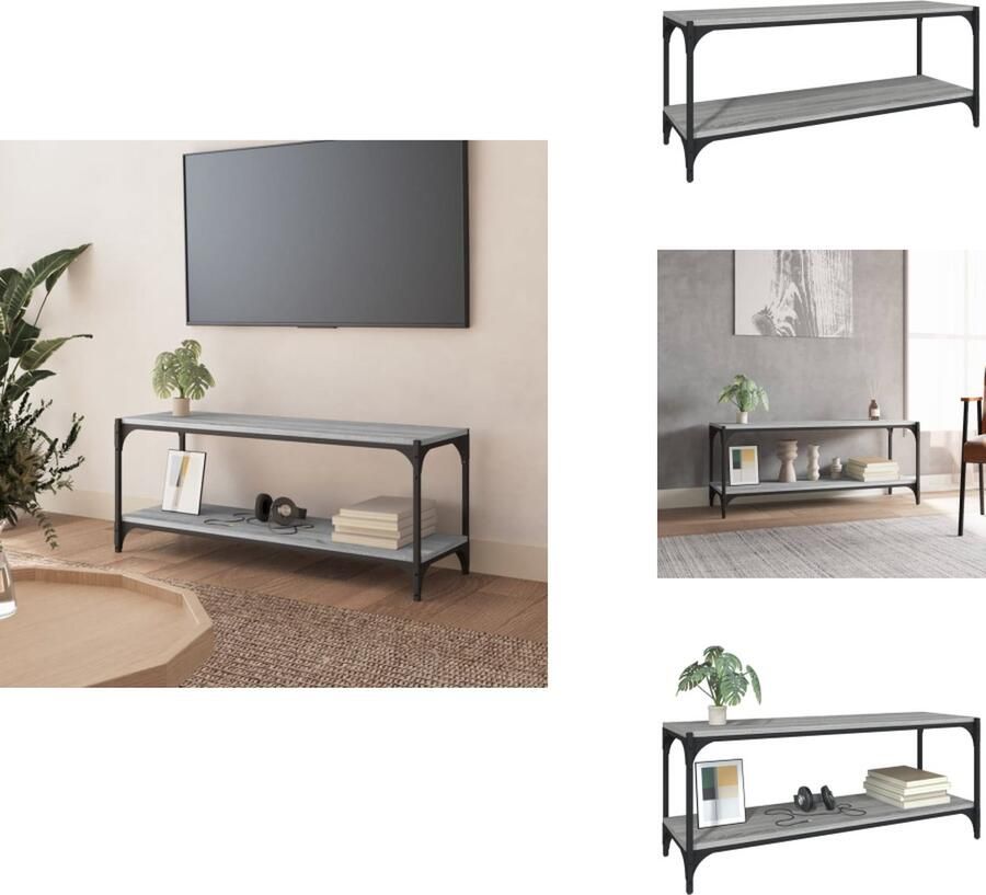 VidaXL Tv Meubel Tv Meubels Tv Kast Tv Kasten Tv-meubel 100x33x41 cm bewerkt hout en staal grijs sonoma eiken