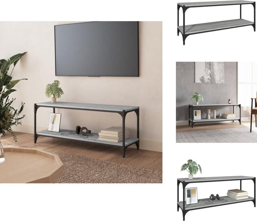 VidaXL Tv Meubel Tv Meubels Tv Kast Tv Kasten Tv-meubel 100x33x41 cm bewerkt hout en staal grijs sonoma eiken - Foto 2