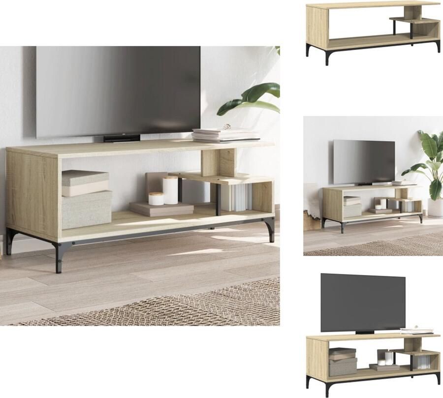 VidaXL Tv Meubel Tv Meubels Tv Kast Tv Kasten Tv-meubel 102x40x41 cm hout en gepoedercoat staal sonoma eiken