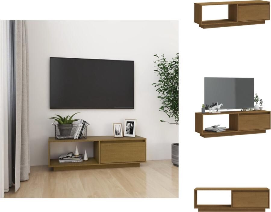 VidaXL Tv-meubel Tv-meubels Tv-kast Tv-kasten Tv-meubel 110x30x33 5 cm massief grenenhout honingbruin