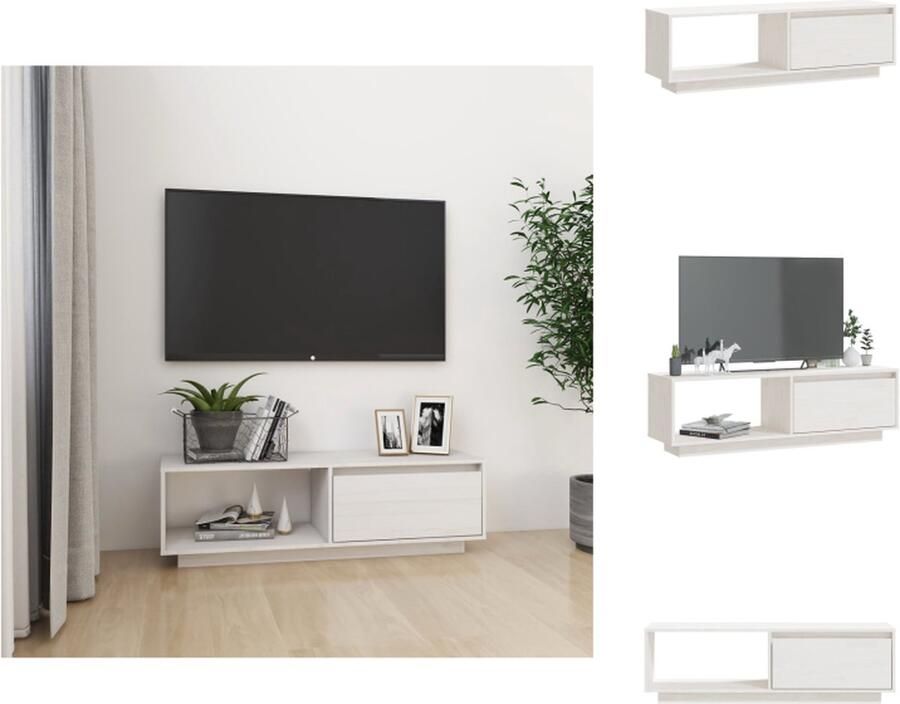 VidaXL Tv-meubel Tv-meubels Tv-kast Tv-kasten Tv-meubel 110x30x33 5 cm massief grenenhout wit