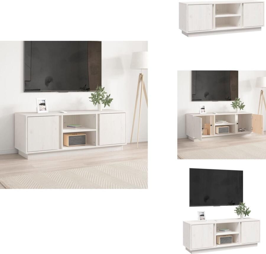 VidaXL Tv Meubel Tv Meubels Tv Kast Tv Kasten Tv-meubel 110x35x40 5 cm massief grenenhout wit