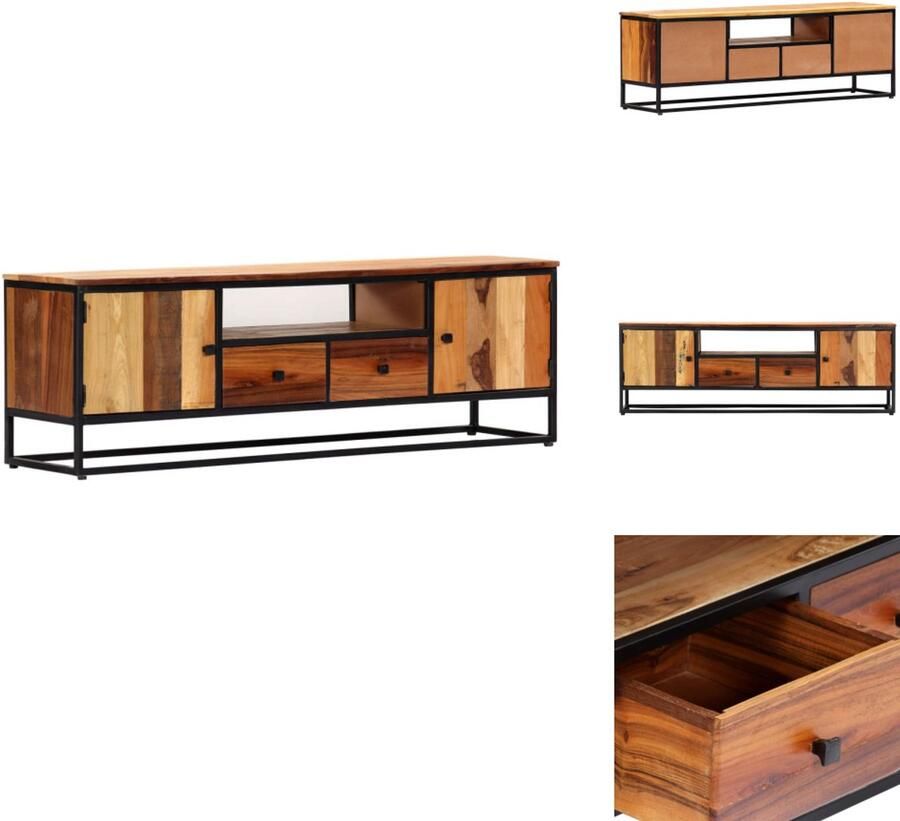 VidaXL Tv-meubel Tv-meubels Tv-kast Tv-kasten Tv-meubel 120x30x40 cm massief gerecycled hout en staal