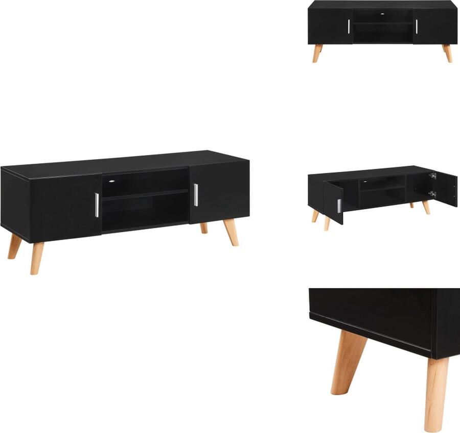 VidaXL TV-meubel Hoogglans Zwart 120 x 40 x 46 cm Opbergkastjes en open schappen Kast