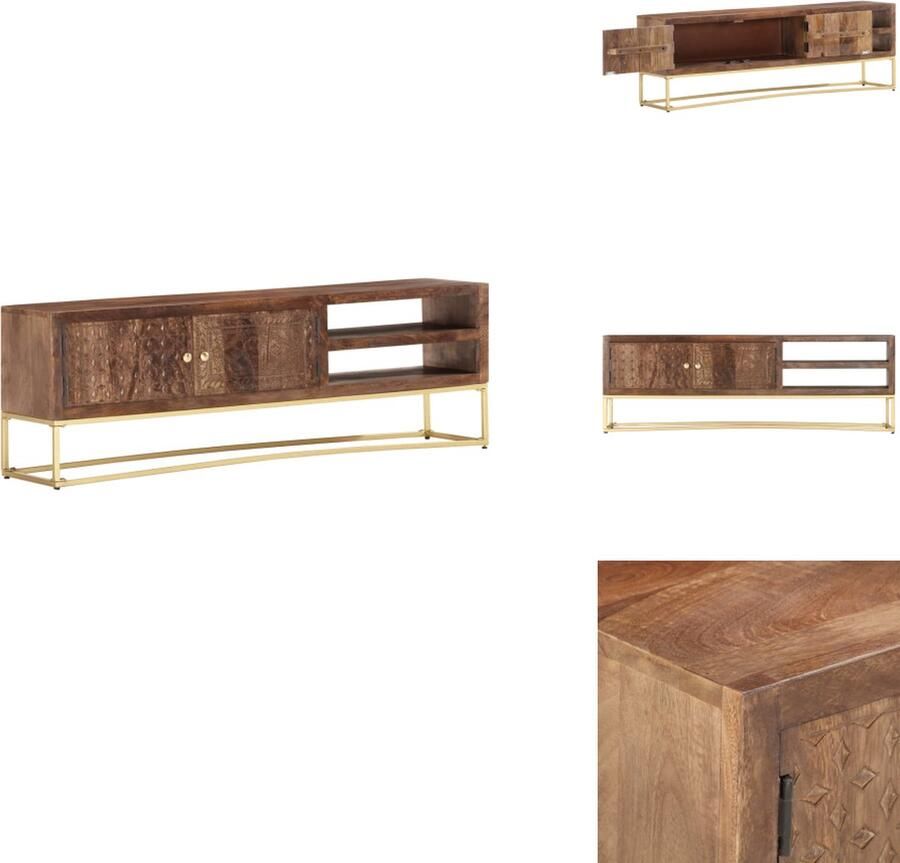 VidaXL Retro Houten TV-Kast 138 x 30 x 46cm Handgemaakt Mangohout Industriële Stijl Kast