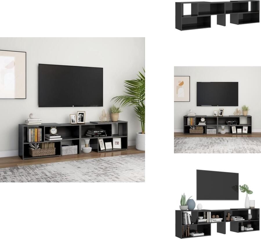 VidaXL Tv-meubel Tv-meubels Tv-kast Tv-kasten Tv-meubel 149x30x52 cm bewerkt hout hoogglans grijs