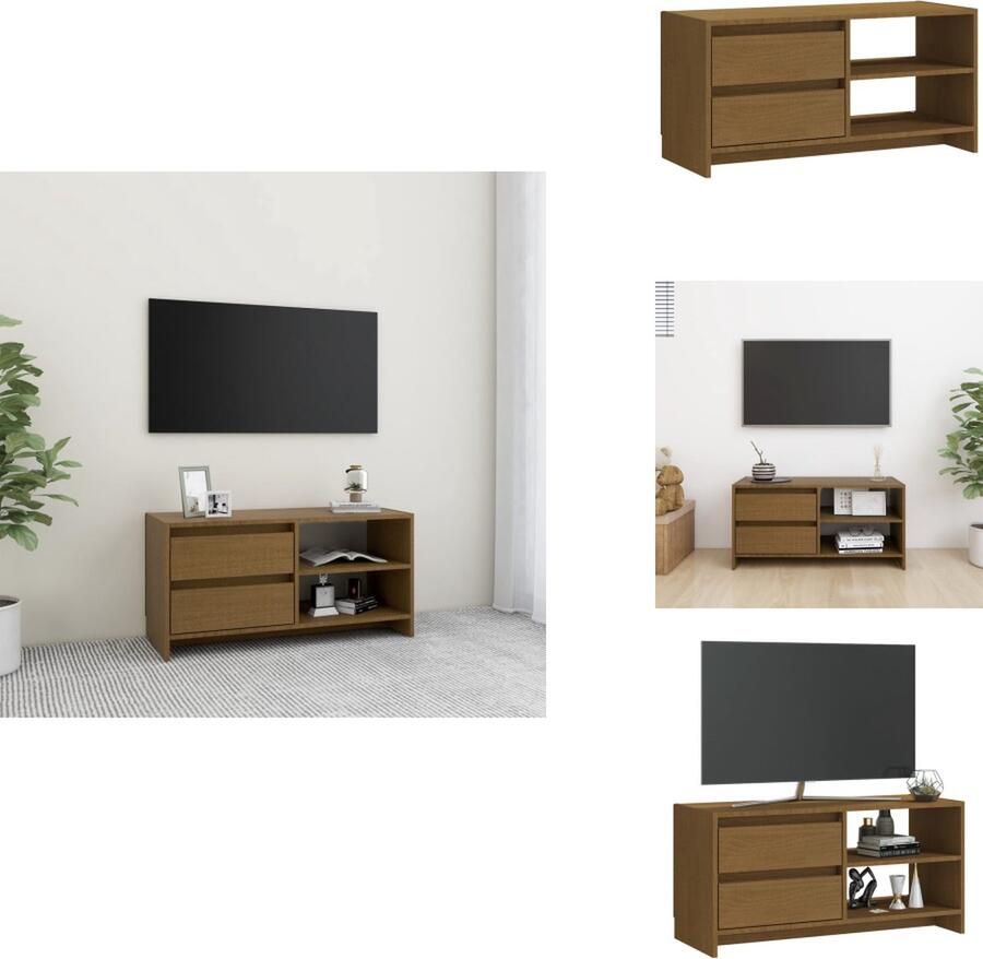 VidaXL Tv-meubel Tv-meubels Tv-kast Tv-kasten Tv-meubel 80x31x39 cm massief grenenhout honingbruin