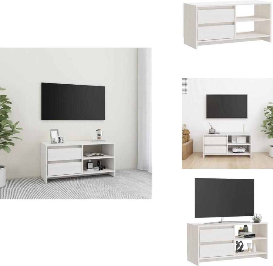 VidaXL Tv-meubel Tv-meubels Tv-kast Tv-kasten Tv-meubel 80x31x39 cm massief grenenhout wit