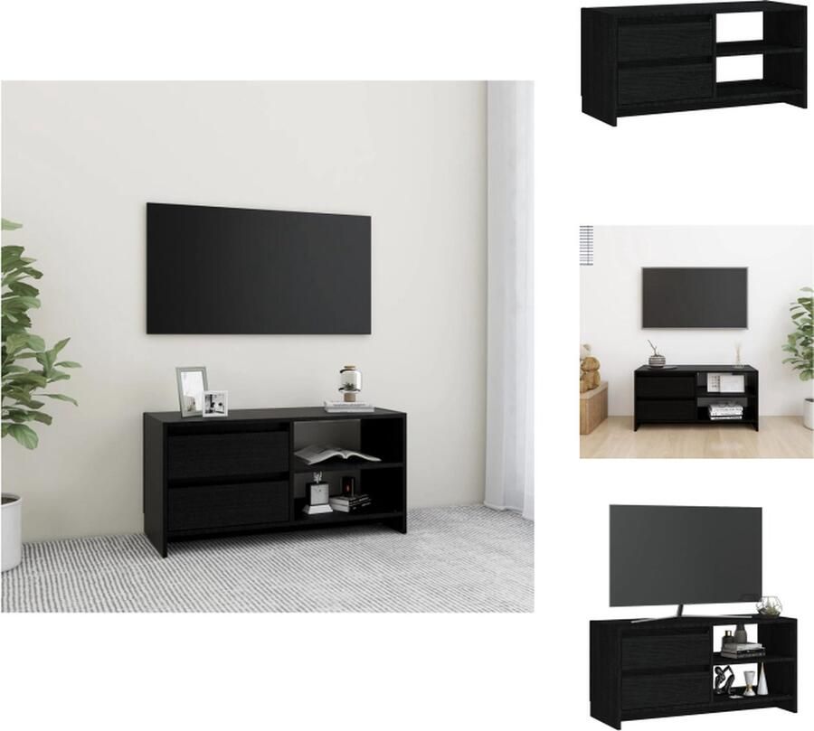 VidaXL Tv-meubel Tv-meubels Tv-kast Tv-kasten Tv-meubel 80x31x39 cm massief grenenhout zwart