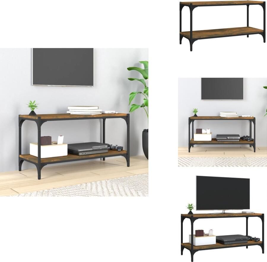 VidaXL Tv Meubel Tv Meubels Tv Kast Tv Kasten Tv-meubel 80x33x41 cm bewerkt hout en staal gerookt eikenkleur