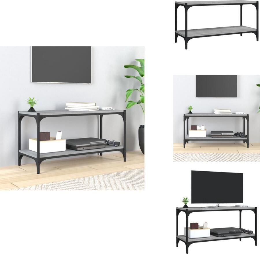 VidaXL Tv Meubel Tv Meubels Tv Kast Tv Kasten Tv-meubel 80x33x41 cm bewerkt hout en staal grijs sonoma eiken