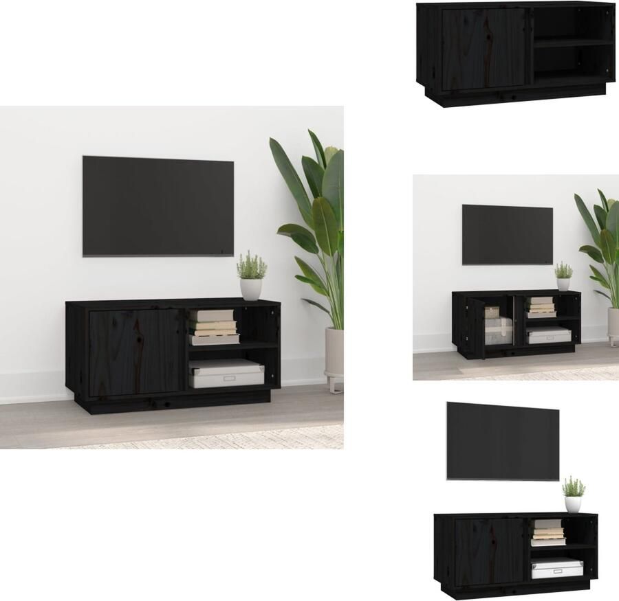 VidaXL Tv Meubel Tv Meubels Tv Kast Tv Kasten Tv-meubel 80x35x40-5 cm massief grenenhout zwart