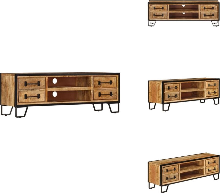 VidaXL Tv-meubel Tv-meubels Tv-kast Tv-kasten Tv-meubel met lades 120x30x40 cm massief mangohout
