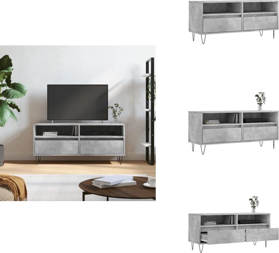 VidaXL Tv-meubel Tv-meubels Tv-kast Tv-meubel 100x34-5x44-5 cm bewerkt hout betongrijs - Foto 2