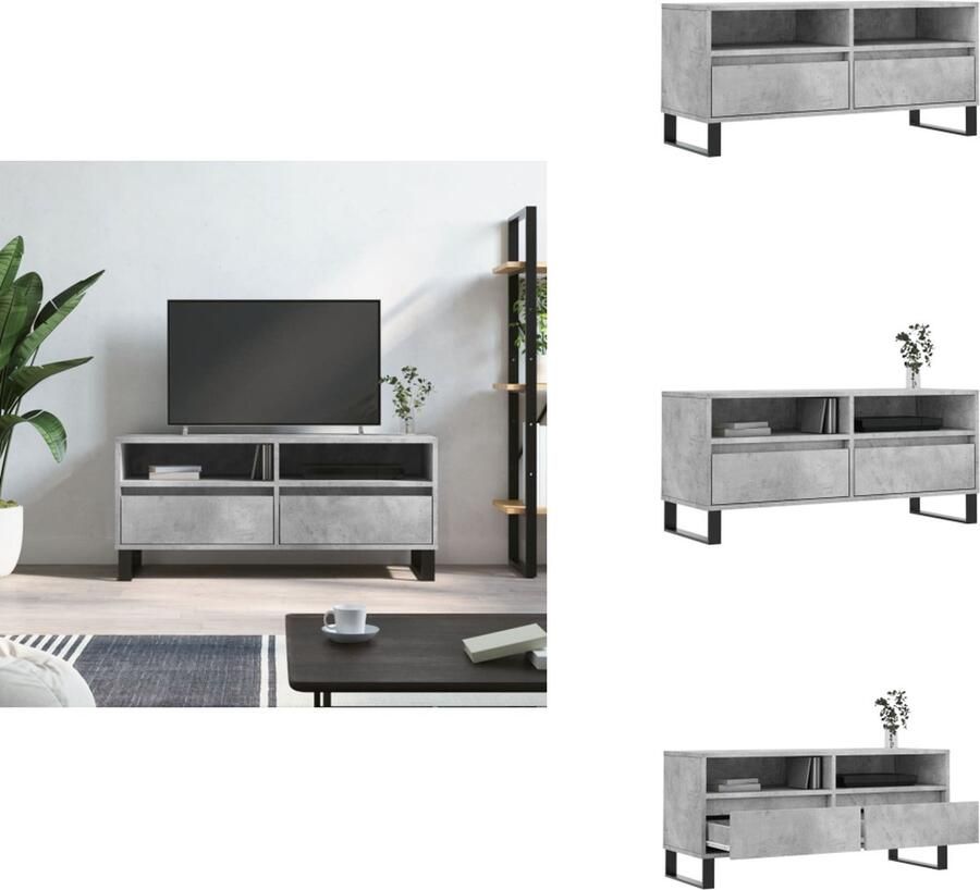 VidaXL Tv-meubel Tv-meubels Tv-kast Tv-meubel 100x34 5x44 5 cm bewerkt hout betongrijs - Foto 2