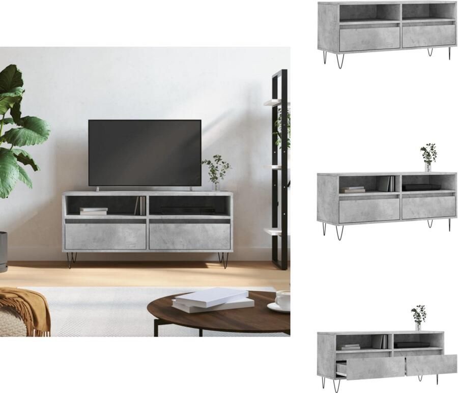 VidaXL Tv-meubel Tv-meubels Tv-kast Tv-meubel 100x34 5x44 5 cm bewerkt hout betongrijs