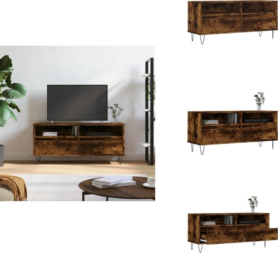 VidaXL Tv-meubel Tv-meubels Tv-kast Tv-meubel 100x34 5x44 5 cm bewerkt hout gerookt eikenkleurig