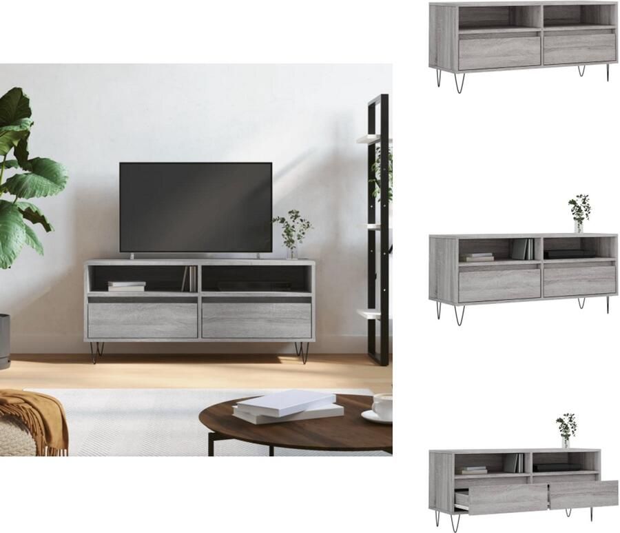 VidaXL Tv-meubel Tv-meubels Tv-kast Tv-meubel 100x34 5x44 5 cm bewerkt hout grijs sonoma eikenkleur