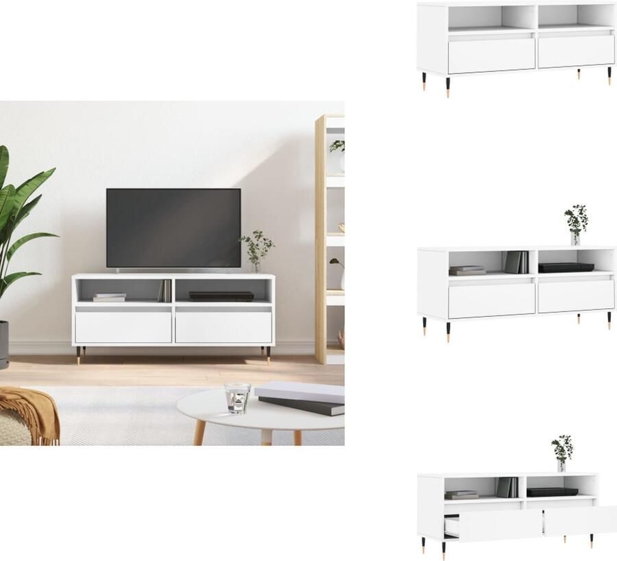 VidaXL Tv-meubel Tv-meubels Tv-kast Tv-meubel 100x34 5x44 5 cm bewerkt hout wit