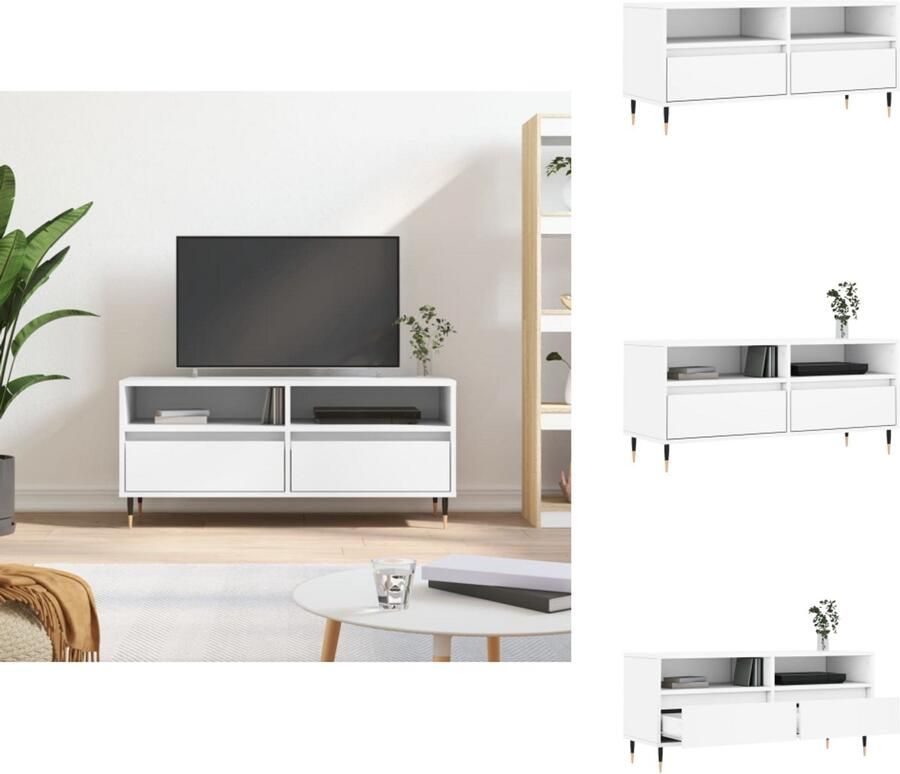 VidaXL Tv-meubel Tv-meubels Tv-kast Tv-meubel 100x34 5x44 5 cm bewerkt hout wit - Foto 2
