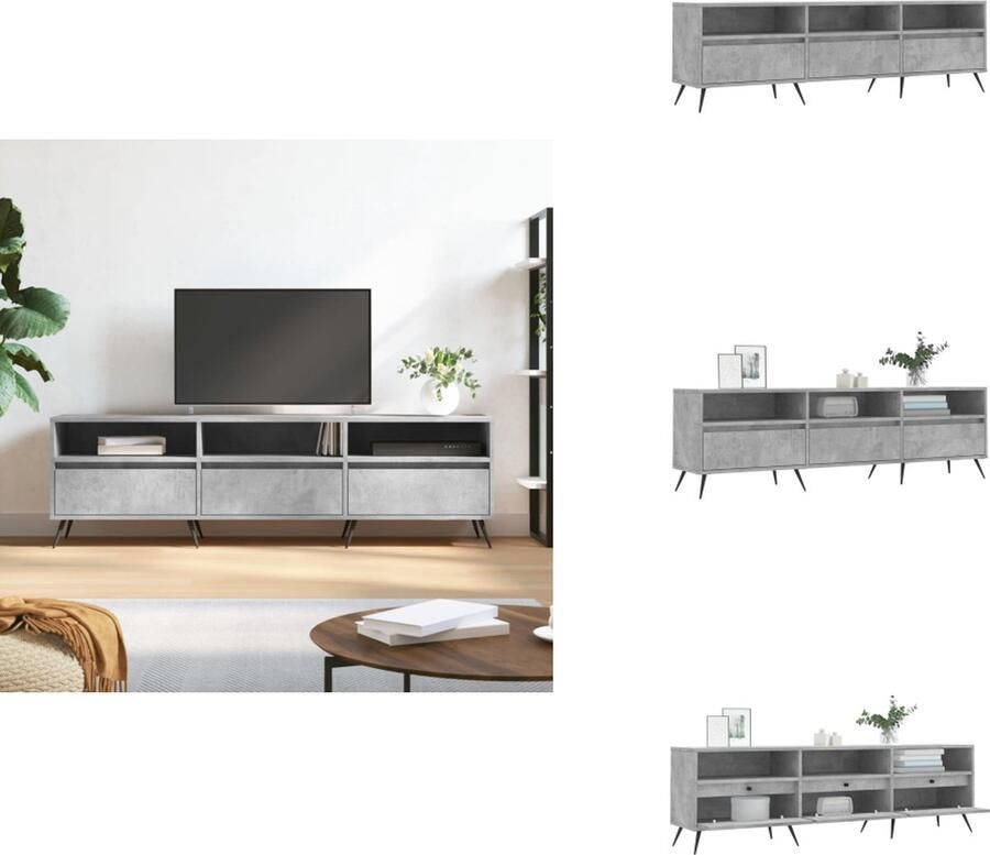 VidaXL Tv-meubel Tv-meubels Tv-meubel Hifi-kast Tv-meubel 150x30x44-5 cm bewerkt hout betongrijs