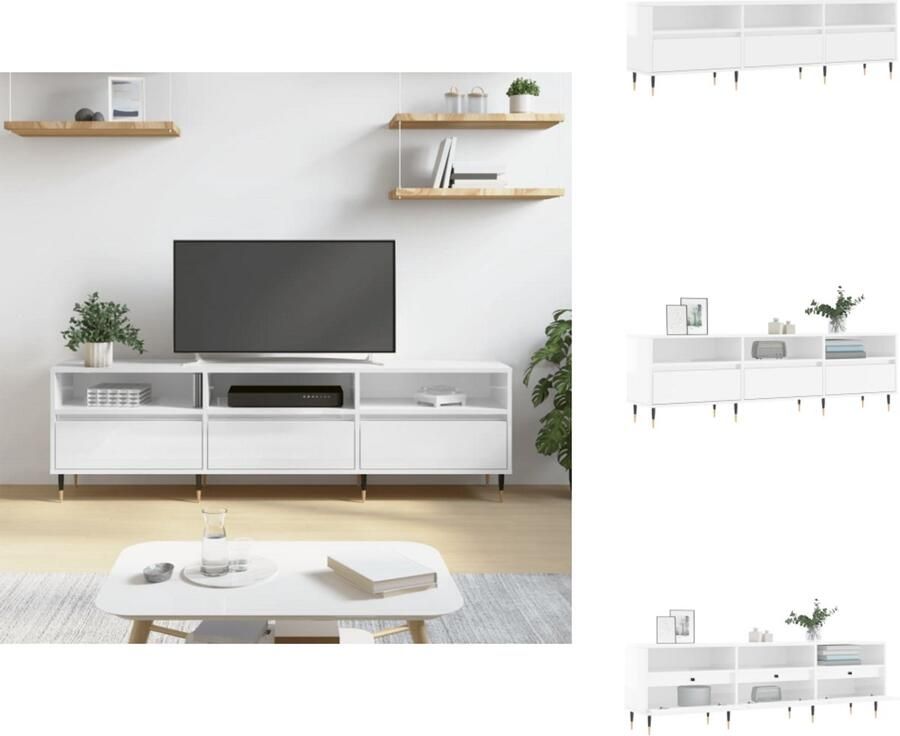 VidaXL Tv-meubel Tv-meubels Tv-meubel Hifi-kast Tv-meubel 150x30x44 5 cm bewerkt hout hoogglans wit