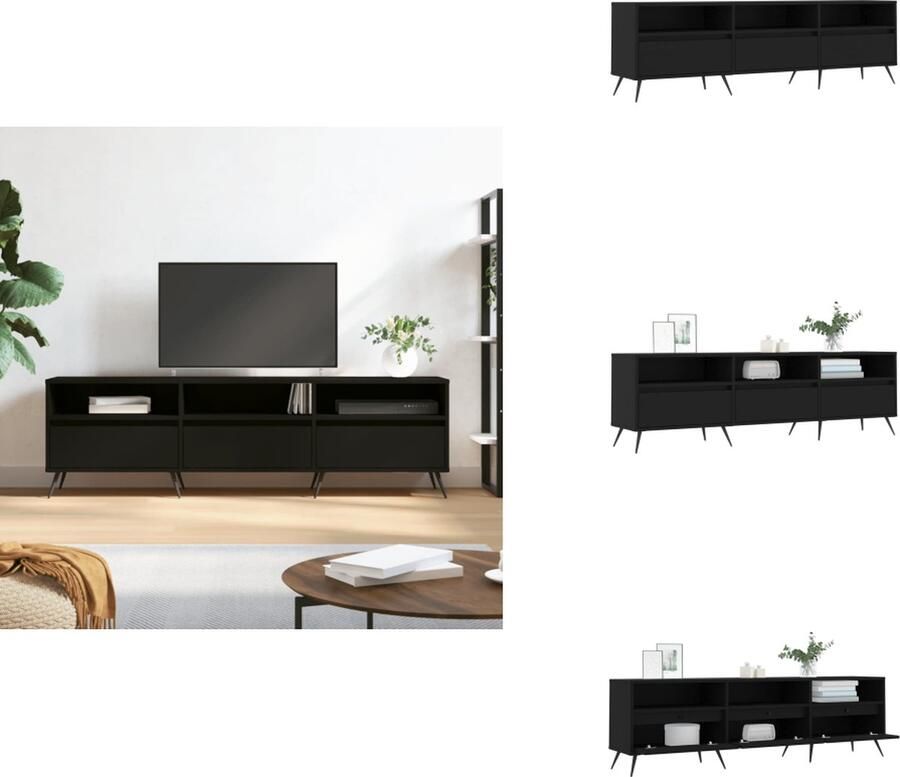 VidaXL Tv-meubel Tv-meubels Tv-meubel Hifi-kast Tv-meubel 150x30x44 5 cm bewerkt hout zwart - Foto 2