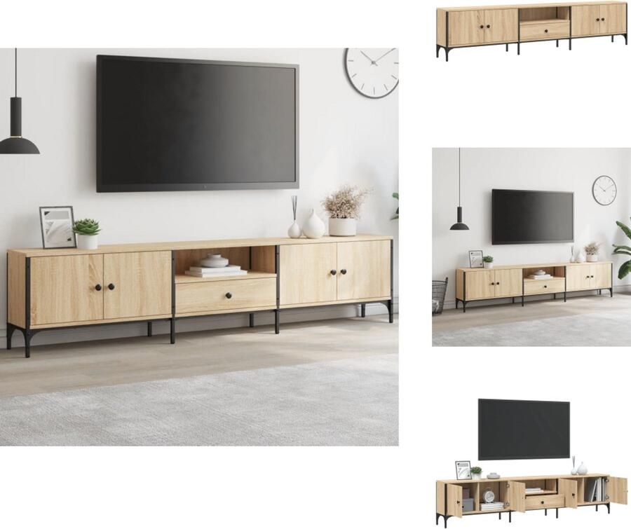 VidaXL Tv-meubel Tv-meubels Tv-meubel -tv-meubel Tv-meubel met lade 200x25x44 cm bewerkt hout sonoma eikenkleur
