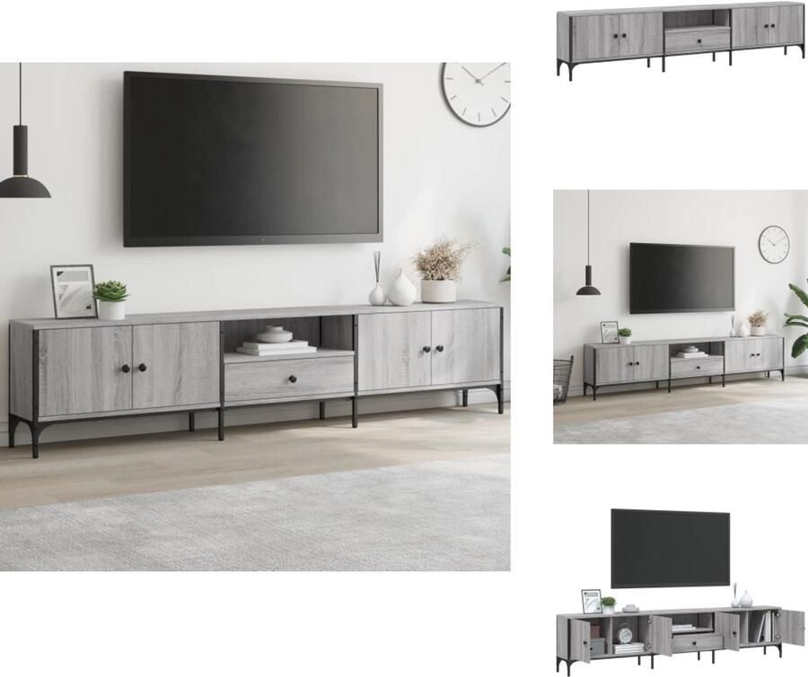 VidaXL Tv-meubel Tv-meubels Tv-meubel -tv-meubel Tv-meubel met lade 200x25x44 cm bewerkt hout grijs sonoma eiken