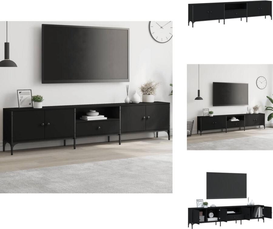 VidaXL Tv-meubel Tv-meubels Tv-meubel -tv-meubel Tv-meubel met lade 200x25x44 cm bewerkt hout zwart