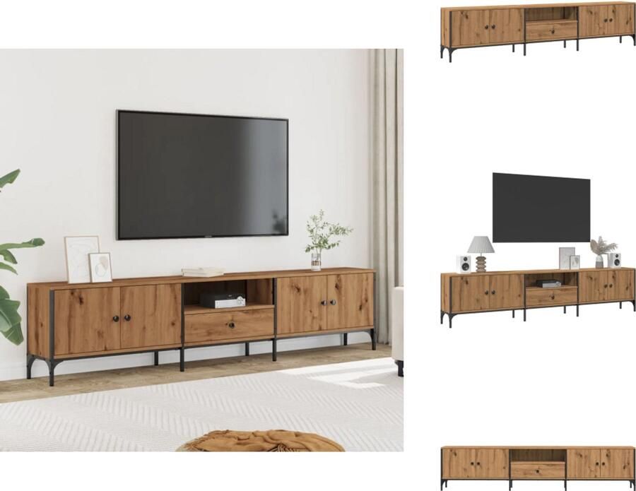 VidaXL Tv-meubel Tv-meubels Tv-meubel -tv-meubel Tv-meubel met lade 200x25x44 cm bewerkt hout artisanaal eiken