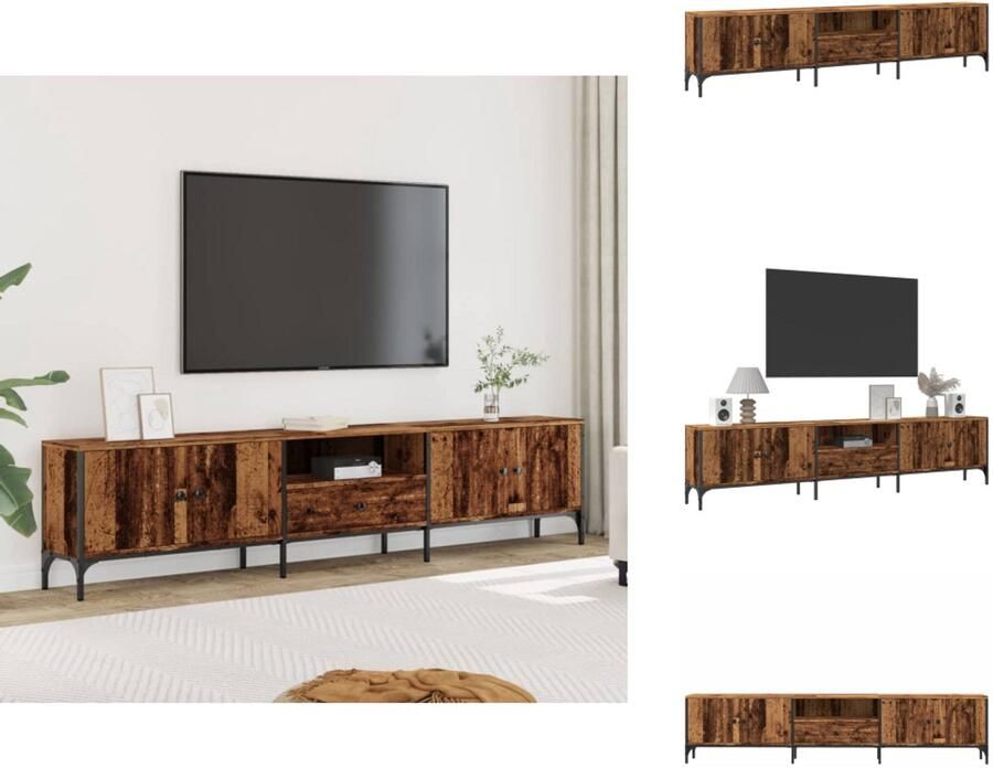 VidaXL Tv-meubel Tv-meubels Tv-meubel -tv-meubel Tv-meubel met lade 200x25x44 cm bewerkt hout oud houtkleurig