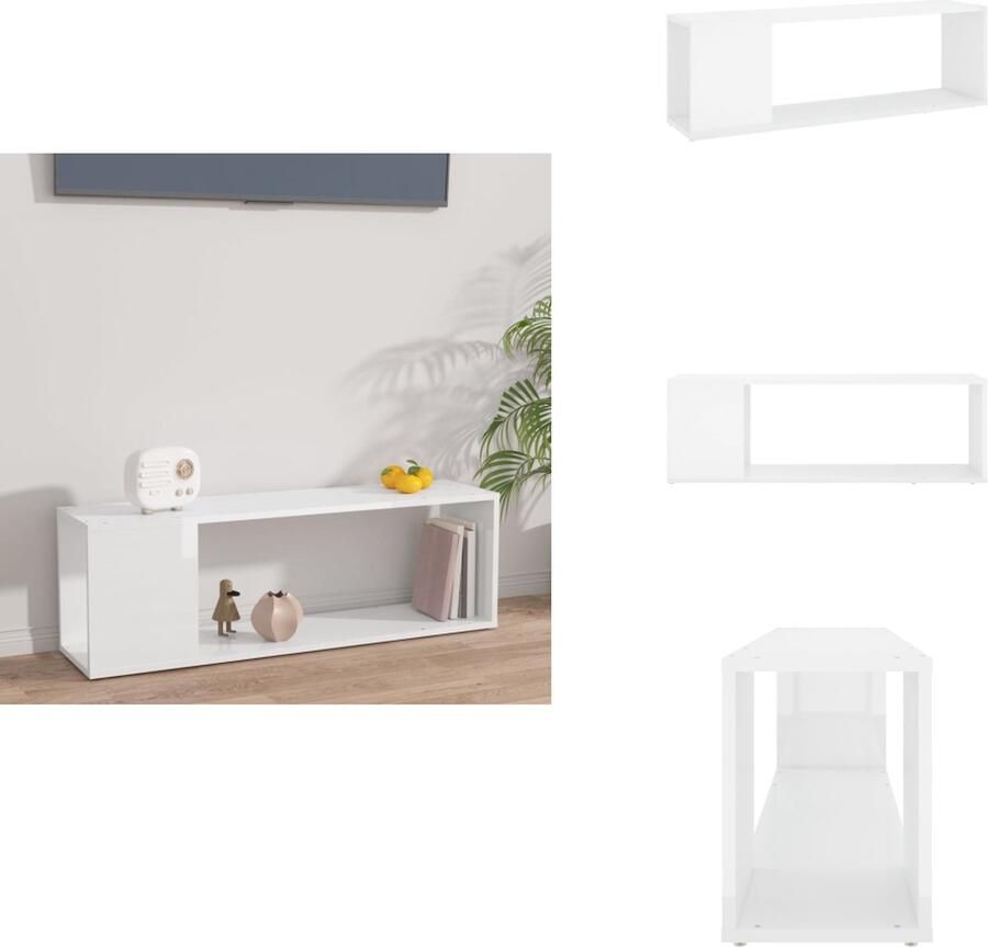 VidaXL Tv-meubel Tv-meubels Tv Meubel Tv Meubels Tv-meubel 100x24x32 cm bewerkt hout hoogglans wit