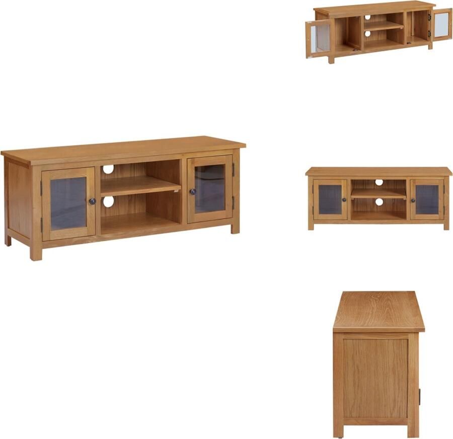 VidaXL Tv-meubel Tv-meubels Tv Meubel Tv Meubels Tv-meubel 110x35x44 cm massief eikenhout