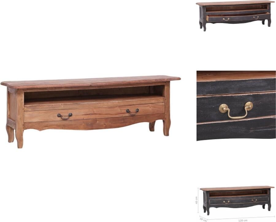 VidaXL Tv-meubel Tv-meubels Tv-meubelen Tv Kast Tv-meubel 120x30x40 cm massief gerecycled hout zwart