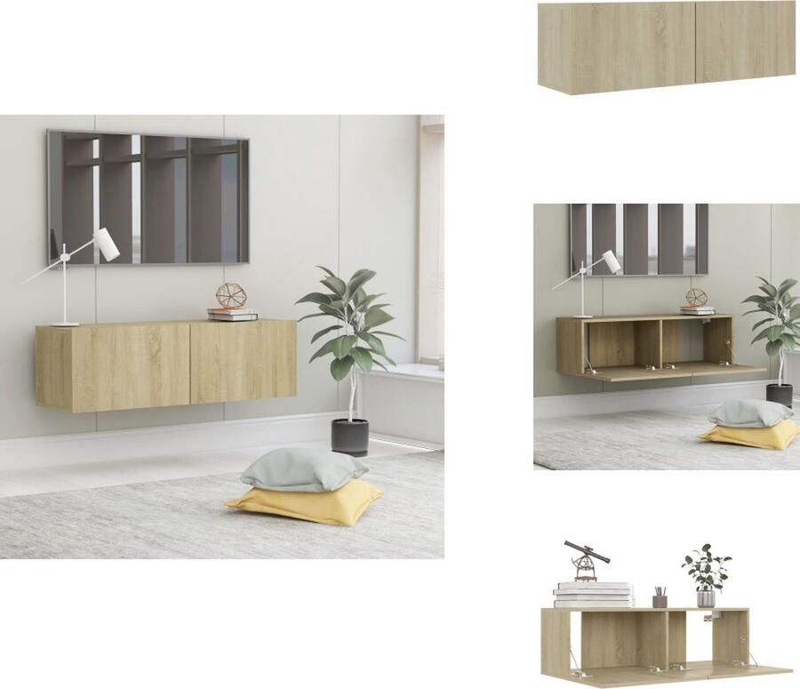 VidaXL Tv-meubel Tv-meubels Tv-meubelen Tv-meubilair Tv-meubel 100x30x30 cm bewerkt hout sonoma eikenkleurig