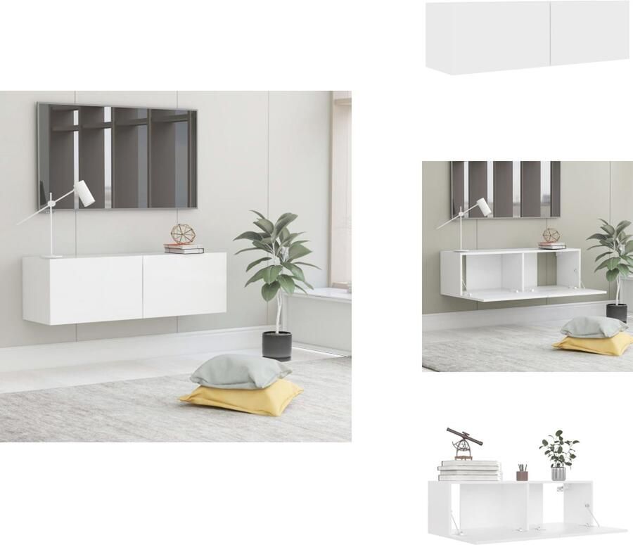 VidaXL Tv-meubel Tv-meubels Tv-meubelen Tv-meubilair Tv-meubel 100x30x30 cm bewerkt hout wit