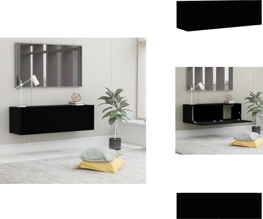 VidaXL Tv-meubel Tv-meubels Tv-meubelen Tv-meubilair Tv-meubel 100x30x30 cm bewerkt hout zwart