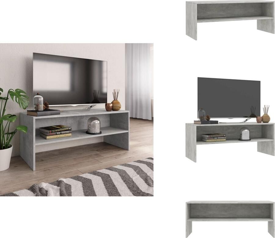 VidaXL Tv-meubel Tv-meubels Tv-meubelen Tv-meubilair Tv-meubel 100x40x40 cm bewerkt hout betongrijs