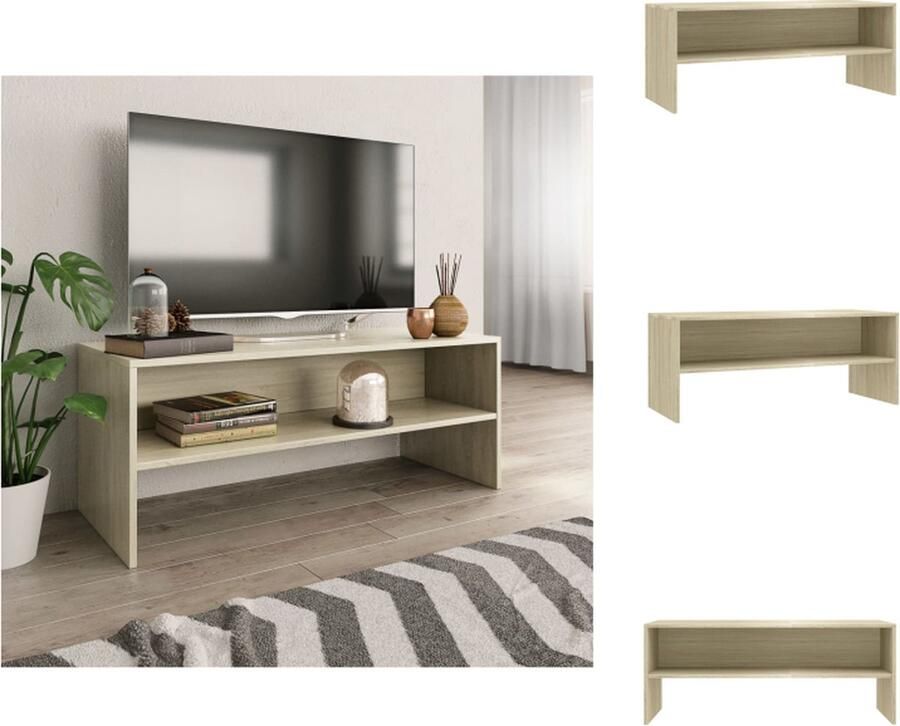 VidaXL Tv-meubel Tv-meubels Tv-meubelen Tv-meubilair Tv-meubel 100x40x40 cm bewerkt hout sonoma eikenkleurig