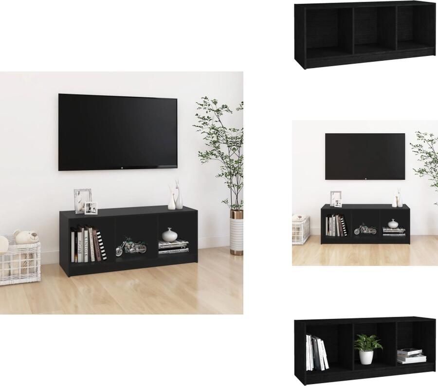 VidaXL Tv-meubel Tv-meubels Tv-meubelen Tv-meubilair Tv-meubel 104x33x41 cm massief grenenhout zwart