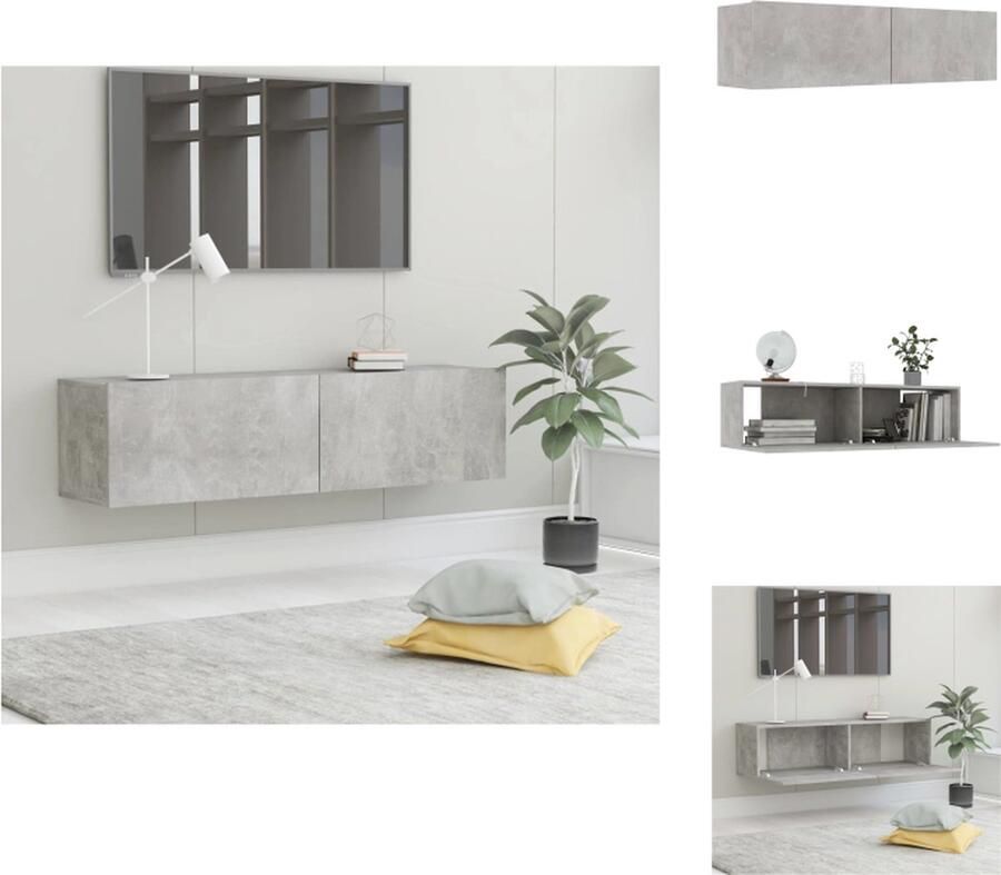 VidaXL Tv-meubel Tv-meubels Tv-meubelen Tv-meubilair Tv-meubel 120x30x30 cm bewerkt hout betongrijs