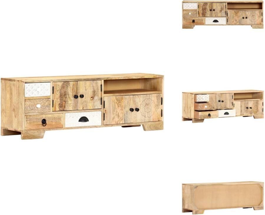 VidaXL Tv-meubel Tv-meubels Tv-meubelen Tv-meubilair Tv-meubel 120x30x40 cm massief mangohout